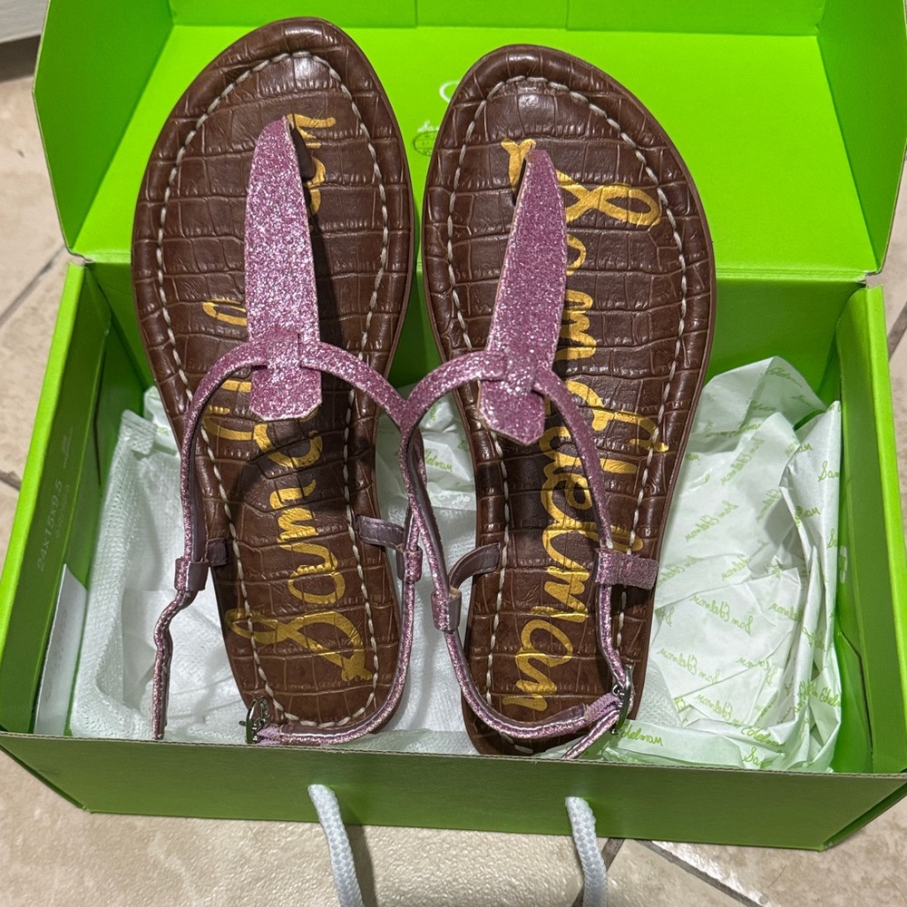 Sam Edelman Pink Glitter Thong Sandals